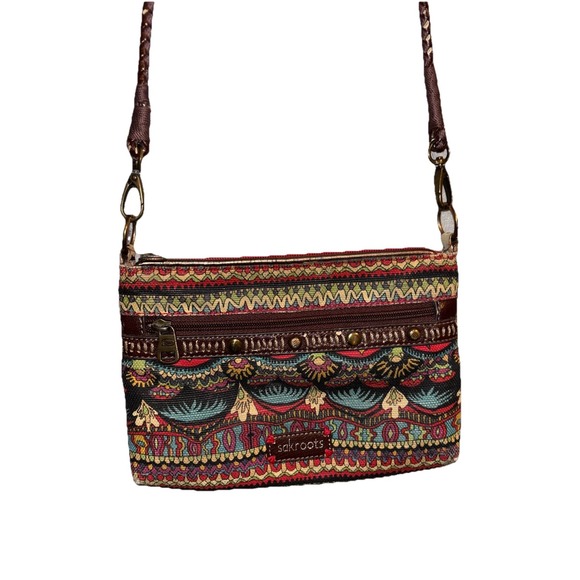 SAKROOTS Zipper Southwestern Printed Crossbody Purse Bag Boho Hippie Festival - Picture 1 of 11